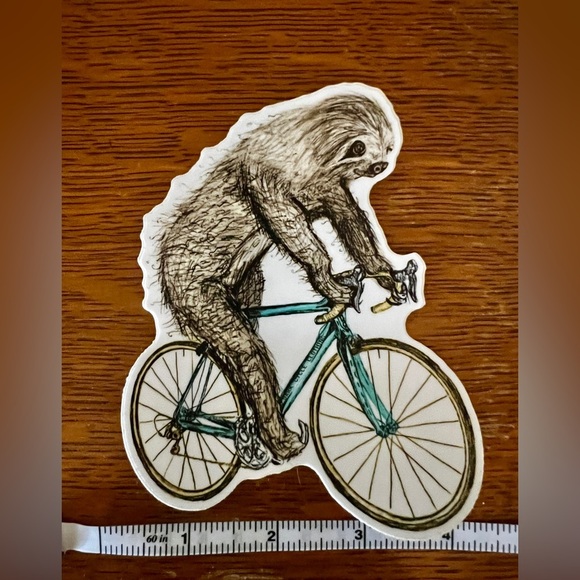Sloth on Bicycle Sticker - Picture 3 of 3